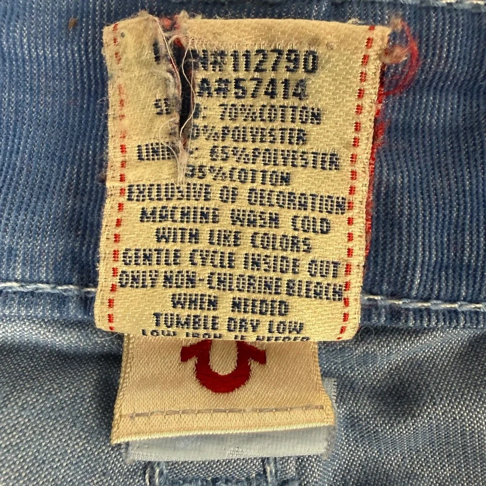 True Religion Ricky Straight Leg Corduroy Pant Men 33 Blue Y2K Grunge Streetwear